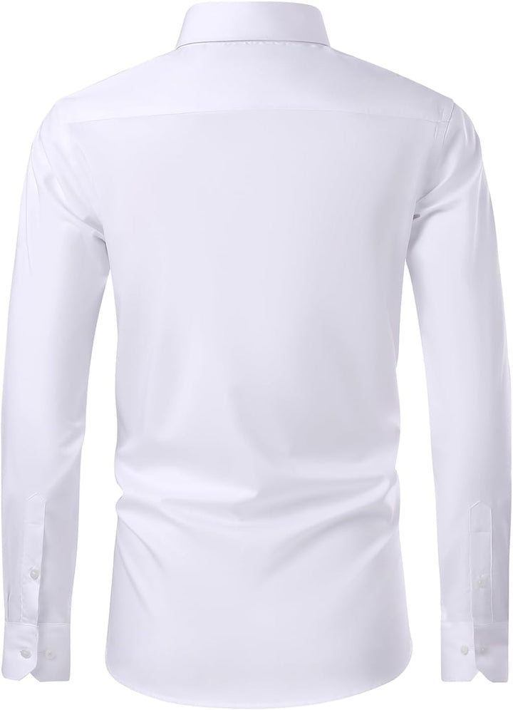 Hemd Herren Regular Fit Stretch Langarm Männer Hemden Businesshemden Anzug Bügelfreies Hemd mit umwa