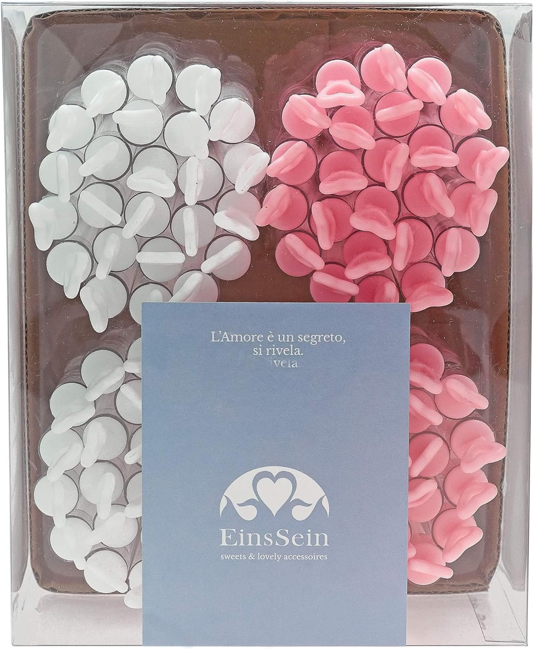 EinsSein 96x Seifenblasen Hochzeit Herzgläschen Box Weiss-rosa - Gastgeschenke für die Hochzeit Tauf