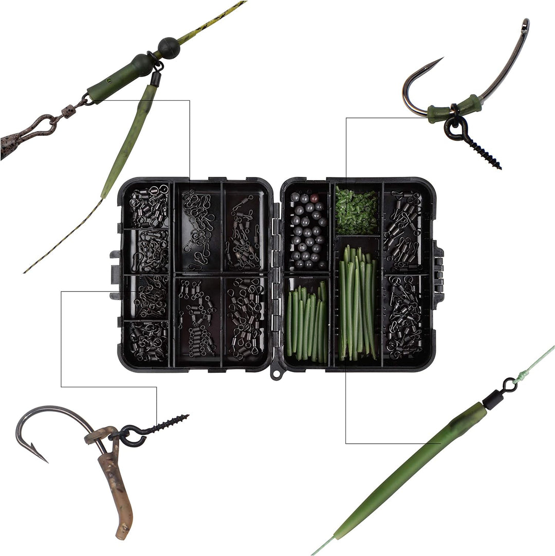 300stk Karpfen Angelwirbel Snaps Kit Mattschwarze Schnellwechsel Rollender Wirbel Speed Links Anti-T