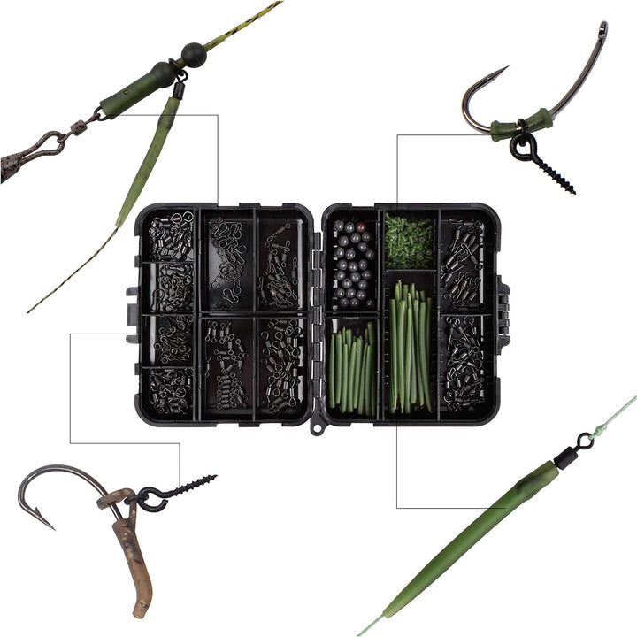 300stk Karpfen Angelwirbel Snaps Kit Mattschwarze Schnellwechsel Rollender Wirbel Speed Links Anti-T