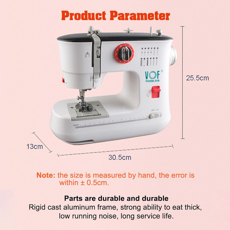 Dekaim FLSM-519 Nähmaschine, elektrische Nähmaschine für Anfänger und Kinder, 12 Stichprogramme, Fre