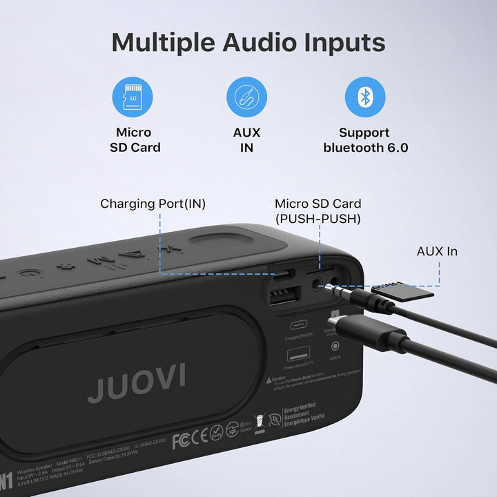 JUOVI Bluetooth Lautsprecher, Lautsprecher Bluetooth 20W Stereo Sound, drahtloser Lautsprecher mit B