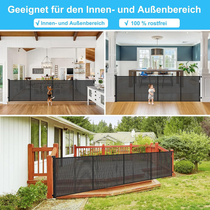 Wodondog Treppenschutzgitter Ausziehbar 500CM Länger Türschutzgitter,86 cm Hoch,Hundebarriere,Einhän