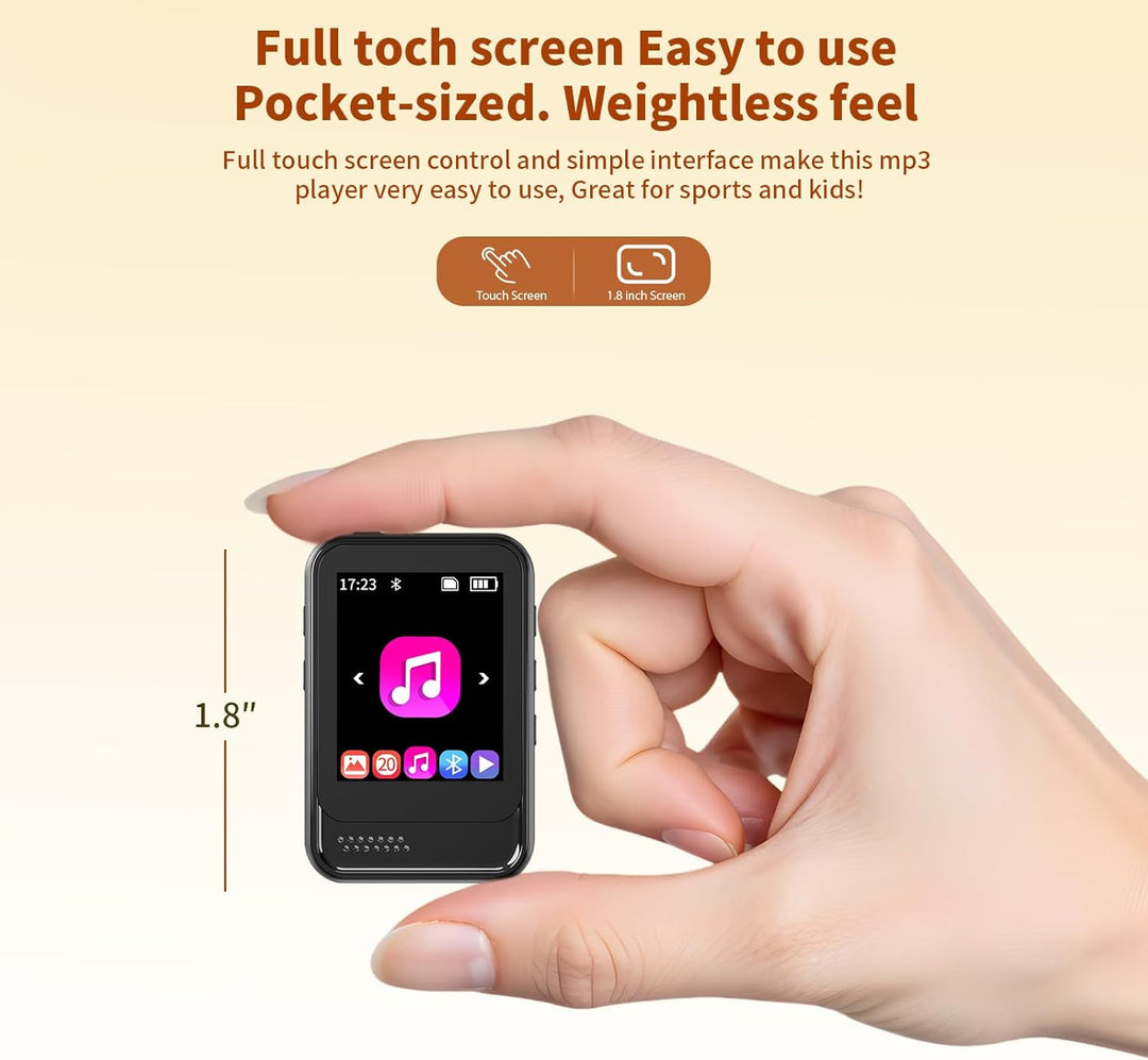 MP3-Player mit Bluetooth, tragbarer Musik-Player mit FM-Radio, Diktiergerät, Micro-SD-Slot, Lautspre