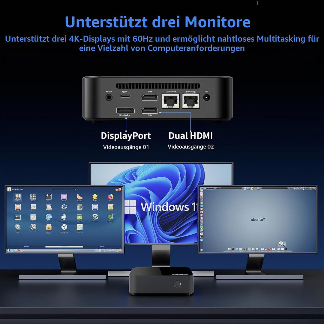 DreamQuest Mini PC Barebone Intel N95 der 12. Generation (bis zu 3,4 GHz), Micro Desktop Computer oh
