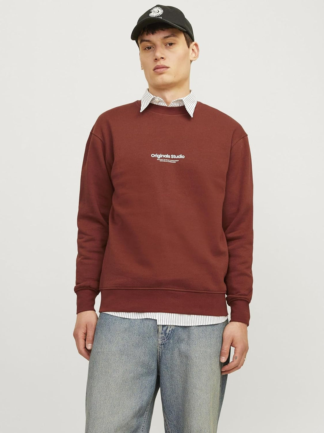 JACK & JONES Herren Jorvesterbro Sweat Crew Neck Noos Sweatshirt XS Brandy Brown, XS Brandy Brown
