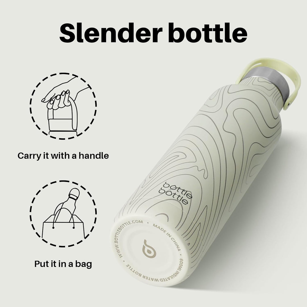 bottlebottle Isolierflasche 600ml – Edelstahl Trinkflasche mit Kuhmuster, BPA-frei, Auslaufsicher, D