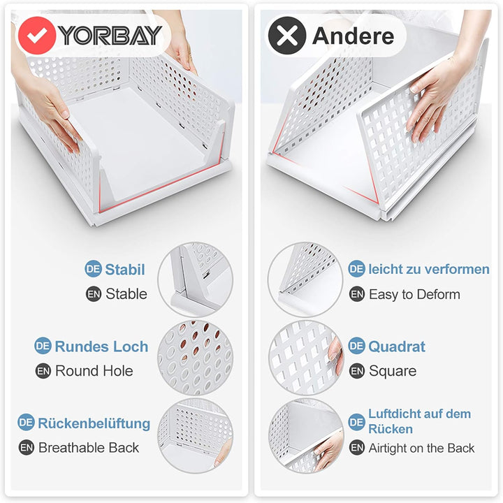 Yorbay Schubladenbox, 3er Set, Stapelbare Kleiderschrank Organizer, Regal Aufbewahrungsbox, Trennwan
