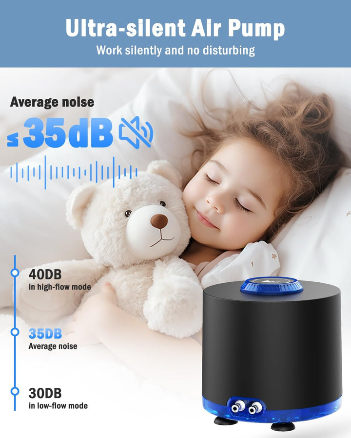 AQQA Aquarium Luftpumpe, 920L/H Sauerstoffpumpe Aquarium- Ausreichend Sauerstoffzufuhr, Ultra-leiser