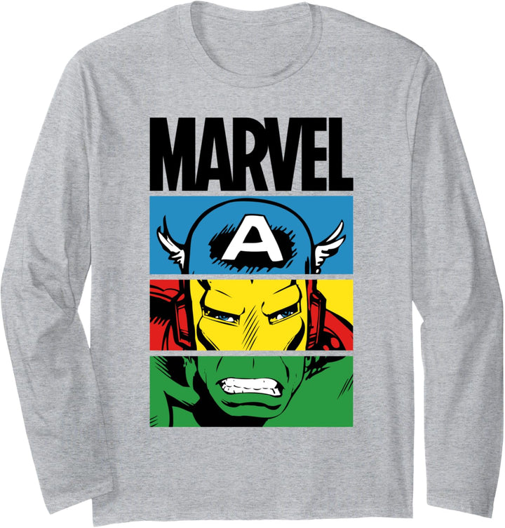 Marvel Heroes Unite Captain America, Iron Man, Hulk Light Langarmshirt