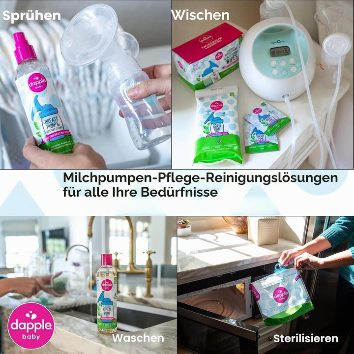 Dapple Baby Milchpumpentücher 25 Stück, parfümfrei, pflanzlich und hypoallergen, entfernt Milchrücks