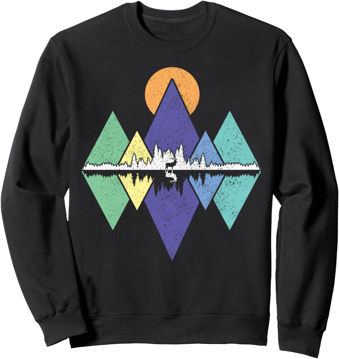 Berge Vintage Wandern Camping Hirsch Klettern Geschenk Sweatshirt