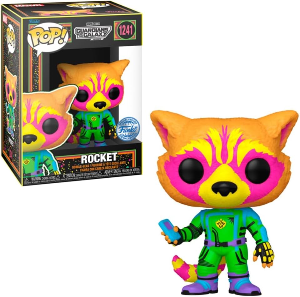 Pop! Guardians of The Galaxy vol:3 Exclusive Rocket Black Light Vinyl Figure