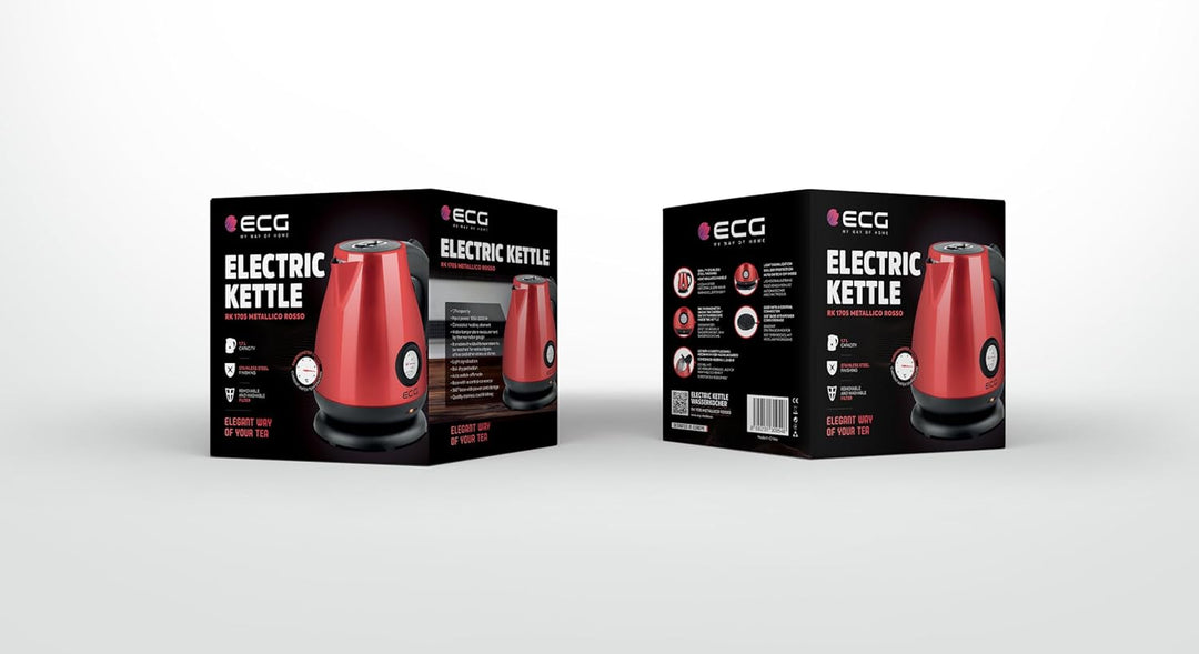 ECG RK 1705 Metallico Rosso, 2200W, 1,7l 1.7 Liter Rot, 1.7 Liter Rot