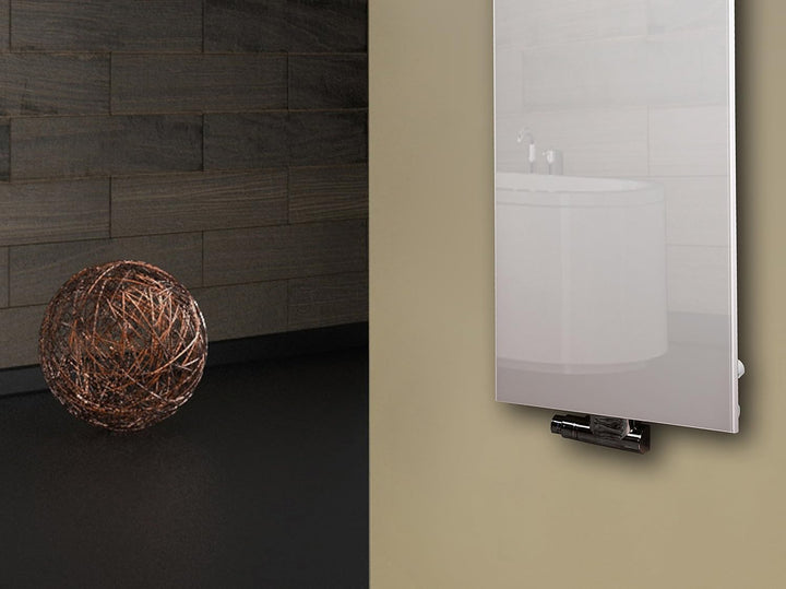 Badheizkörper mit Glas Design Montevideo 3 Glasfront 180x47cm 1118 Watt weiss SZAGATO Handtuchwärmer