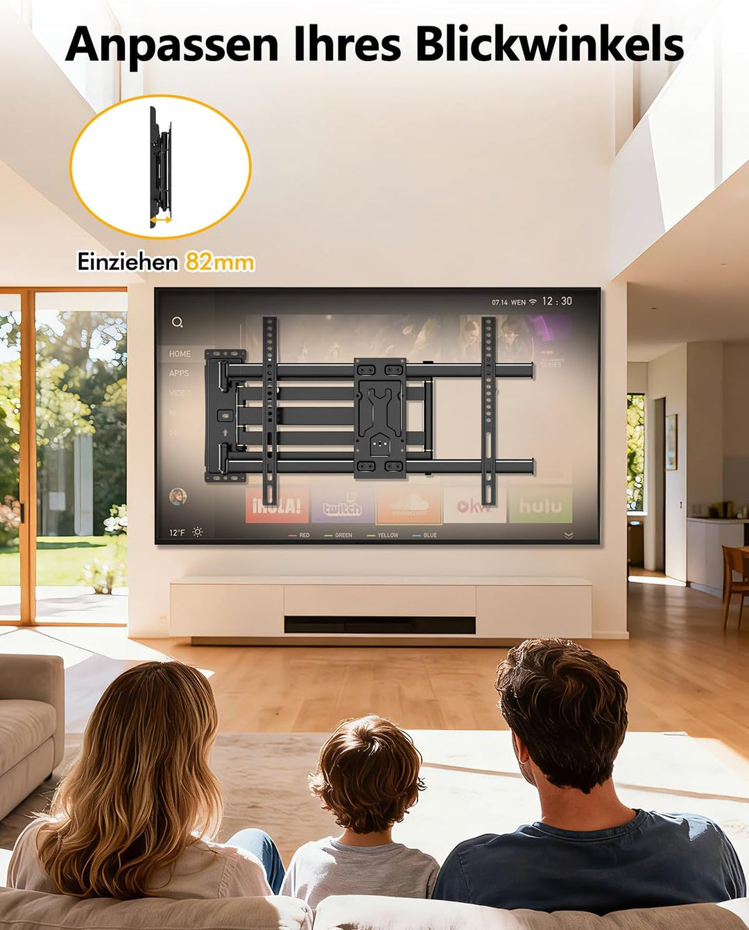 FORGING MOUNT TV Wandhalterung mit 1015mm Extra langem arm 37-75 Zoll TVs, Fernseher Halterung 180°d