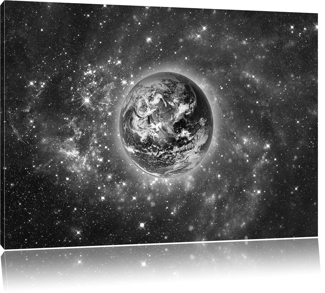 Pixxprint Planet Erde im Weltraum als Leinwandbild/Grösse: 100x70 / Wandbild/Kunstdruck/fertig bespa