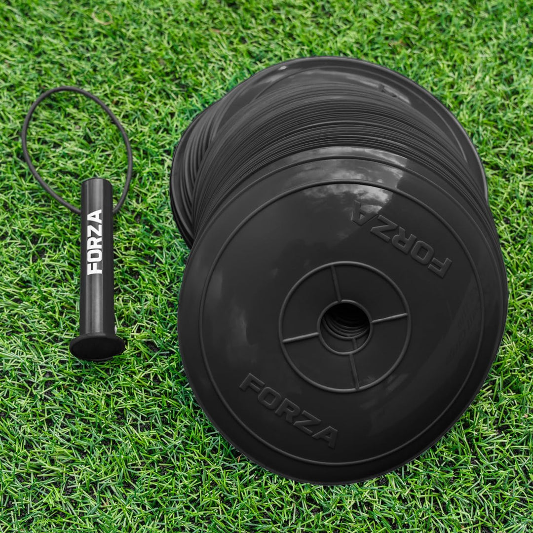 FORZA Fast Flache Trainingsmarkierungshütchen [10 Farben] | 50er-Packung mit 22 cm Breiten, extrem l