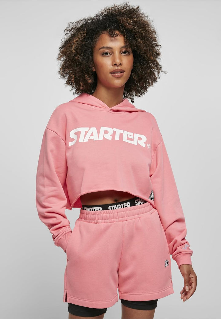Starter Black Label Damen Kapuzenpullover Ladies Starter Cropped Hoody, Farbe pinkgrapefruit, Grösse