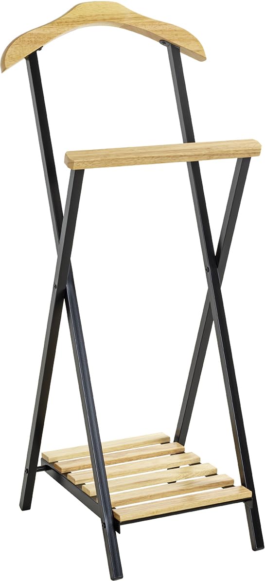 HAKU Möbel Herrendiener Natur, schwarz, Massivholz, Metall - Masse: B 45 cm x H 110 cm x T 45 cm, St