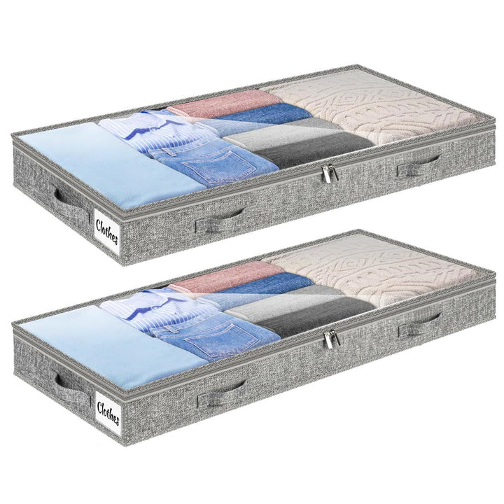 2 StüCk Unterbett Aufbewahrungsbox,Unterbettkommode Und Klarem Deckel,Aufbewahrungstaschen,Faltbarer