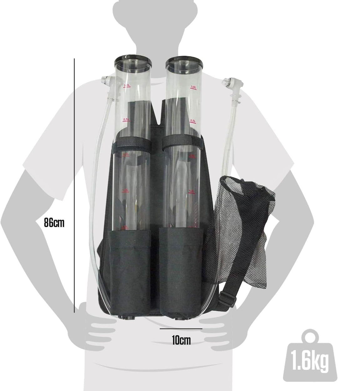 Doppelte Biergiraffe Jet Pack | Getränkespender | Rucksack | Premium Qualität | 2 Tanks | 2 x 3L Get