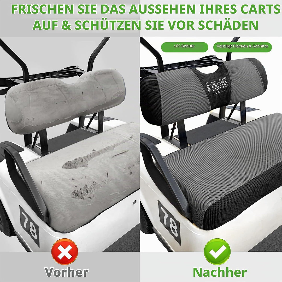 10L0L Golfplatzgeräte,Golfmobil-Zubehör,Golfwagen-Sitzbezug Komplettset für Vordersitze, Polyester-B