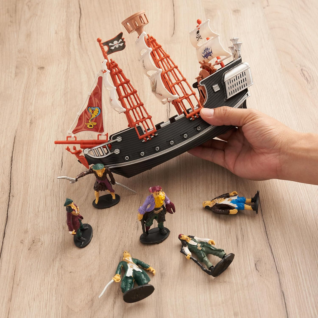 THE TWIDDLERS Piratenschiff (7cm Höhe, 27cm Länge) Spielzeug mit 6 Piratenfiguren (5cm Höhe) für Kin