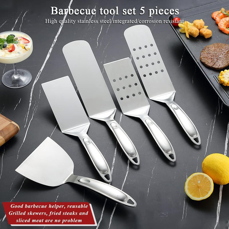 Berglander BBQ Grillbesteck Set 5 Stück, Grillzubehör Edelstahlgriff mit Baklite zusammenbauen, Gril