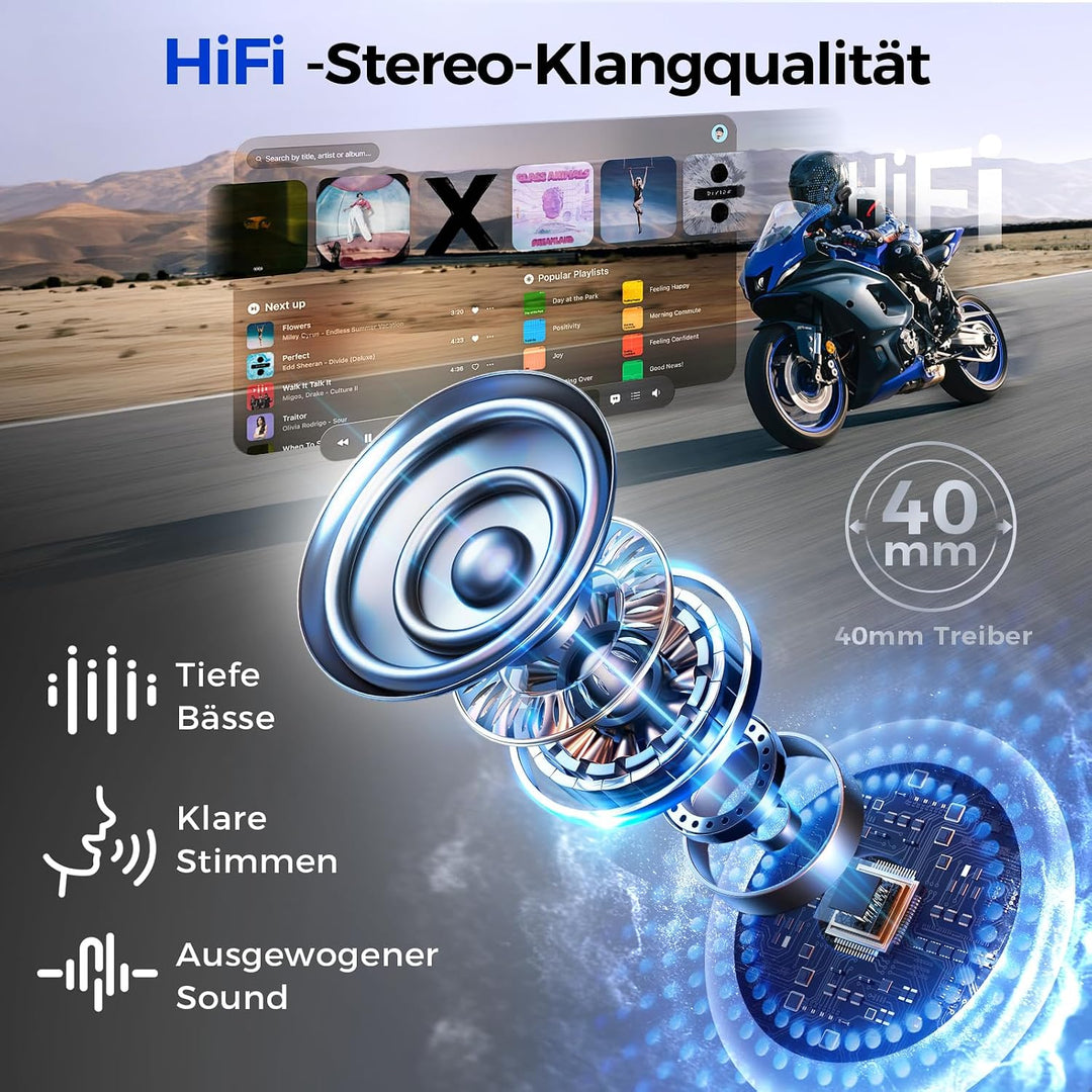 Moman RSC Motorrad Helm Headset 1000mAh für Solo-Fahrten, RSC