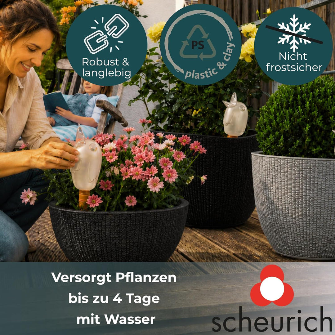 Scheurich 4er-Set Bewässerungskugel 220ml Transparent Wasserspender Bördy M (Klar) Wasserspeicher Tr
