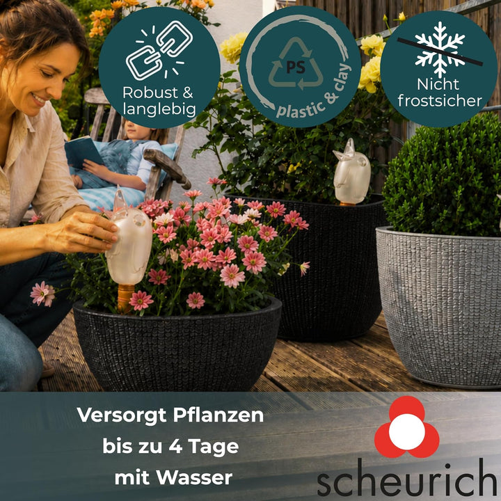 Scheurich 4er-Set Bewässerungskugel 220ml Transparent Wasserspender Bördy M (Klar) Wasserspeicher Tr