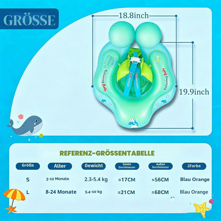 Baby Schwimmring ab 3-24 Monate,Blau/Orange Schwimmreifen Babys, Baby Swimming Float,Aufblasbare Sch