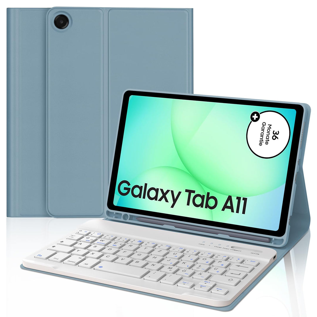 Hülle mit Tastatur für Samsung Galaxy Tab A11 8,7 Zoll(SM-X130), Blau | Magnetisch Abnehmbarer Tasta