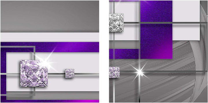 Runa Art Bild Modern Abstrakt - Made in Germany - Wandbilder Diamant Lila Grau 4 Teilig 020942c B 10