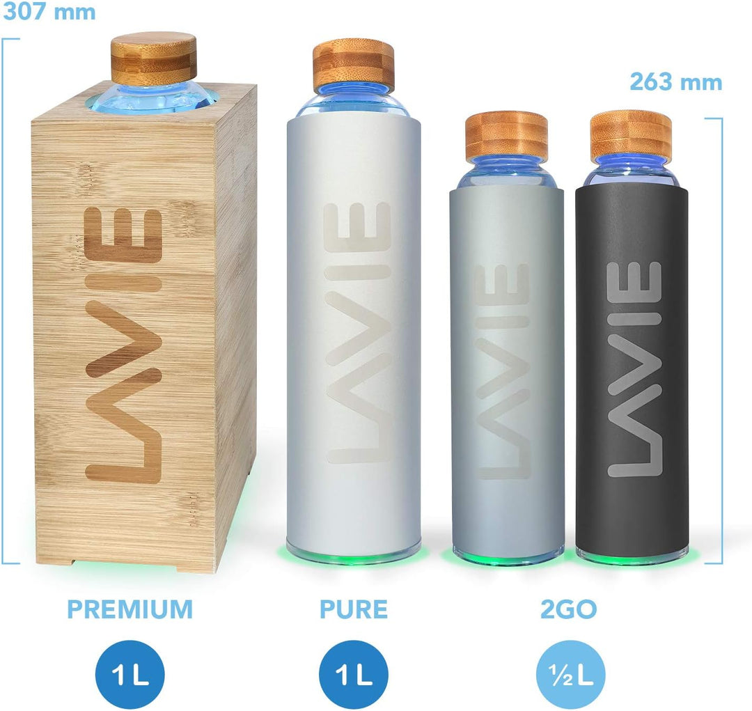 LaVie 2GO Flasche aus Borosilikatglas, 500 ml, 2GO Wasserreiniger, 500 ml