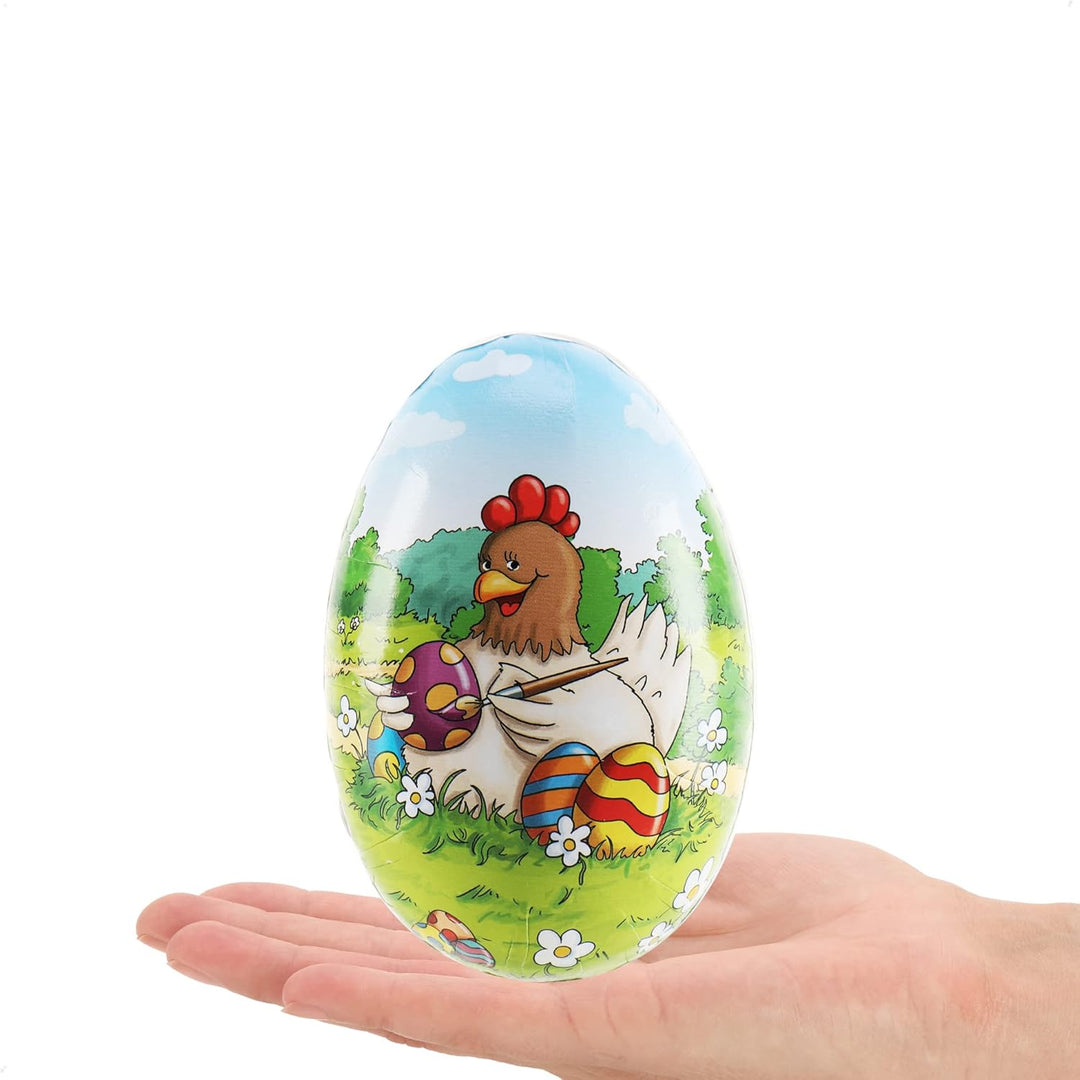 com-four® 6X Osterei zum Befüllen - Bunte Fülleier für Ostern - Ostereier mit Oster-Motiven-Comic zu