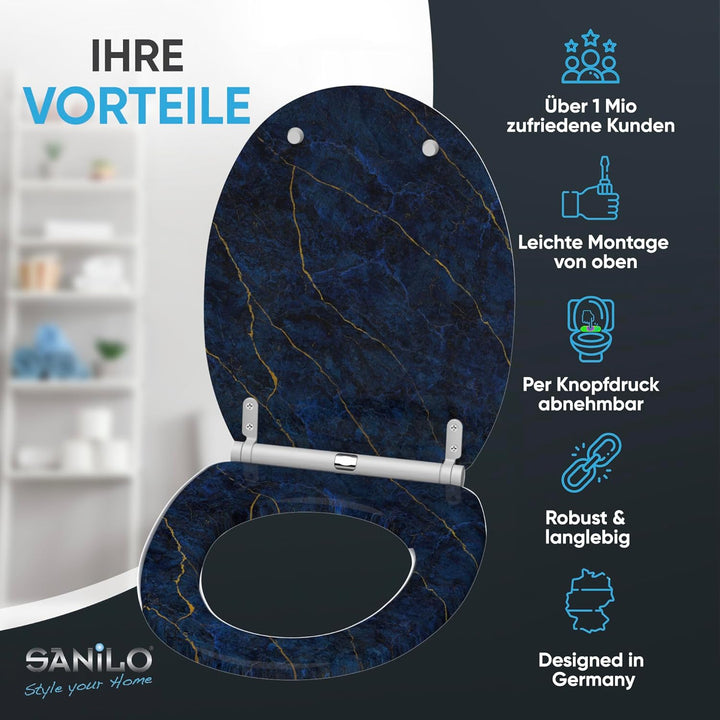Sanilo WC Sitz mit Absenkautomatik, viele neue Toilettendeckel zur Auswahl, hochwertige Oberfläche,