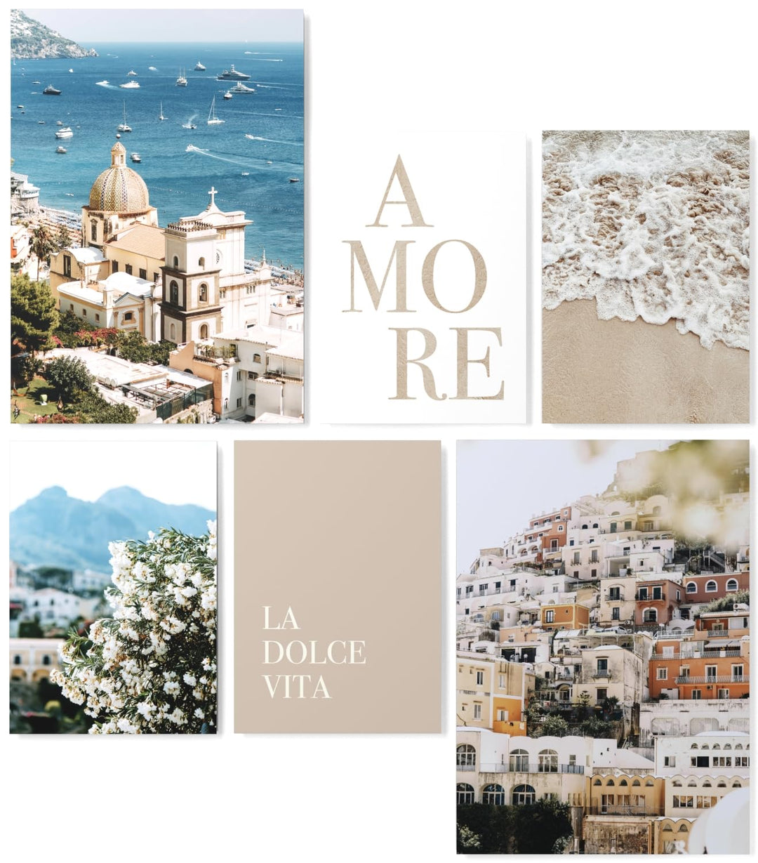 Papierschmiede® Mood Poster Set La Dolce Vita, Bilder Wohnzimmer Deko Schlafzimmer, 2x DIN A2 und 4x