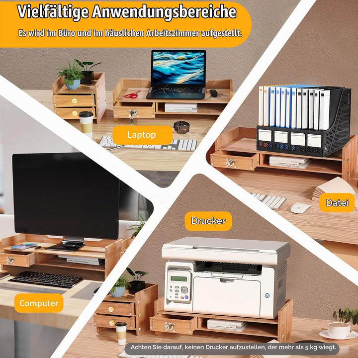 Monitorständer Holz Monitor Bildschirm Ständer mit Schublade Laptopständer Bildschirmerhöher Holz De