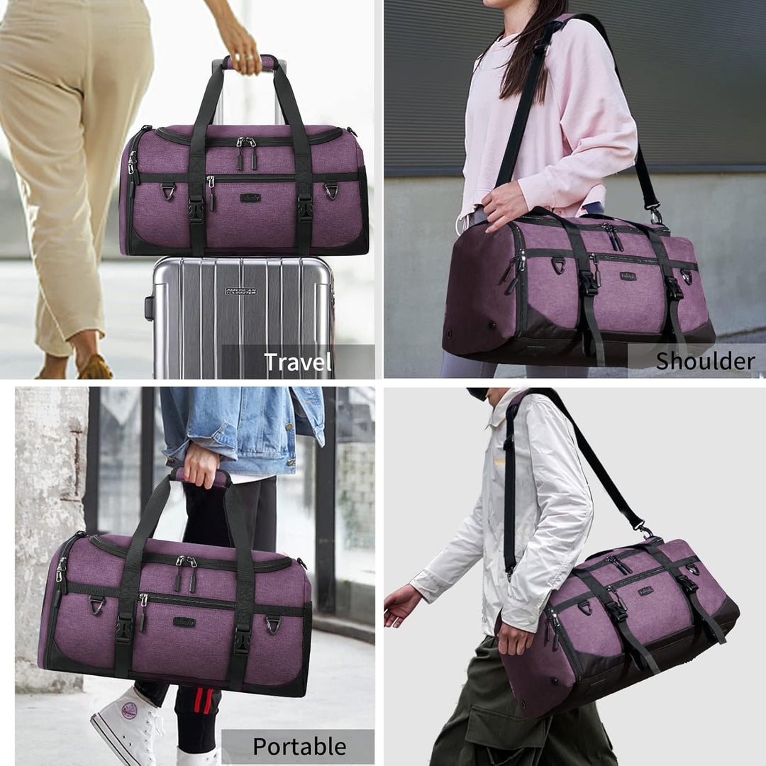 Lubardy Sporttasche Reisetasche Gross 55L Wasserdicht mit Sporthandtuch Schuhfach Nassfach Weekender