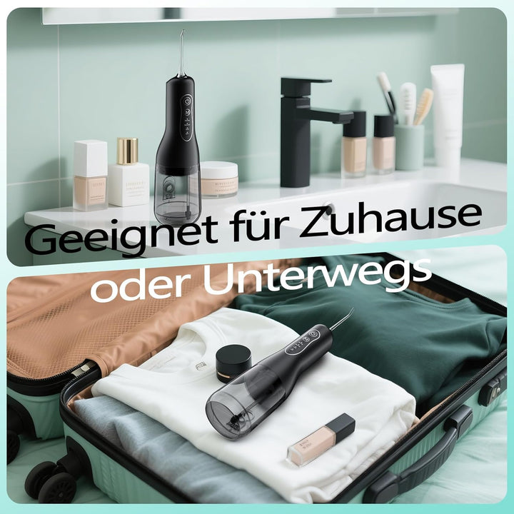 OasiSmile Munddusche Elektrische Kabellos Testsieger 2026: 300ml Wassertank, 4 Modi & 5 Düsen, 40 Ta