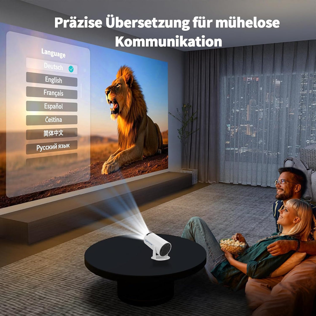 Mini Beamer, Projektor 4k 1080P Unterstützt, 5G WiFi, 200 ANSI, Android 11, Automatischer Trapezkorr