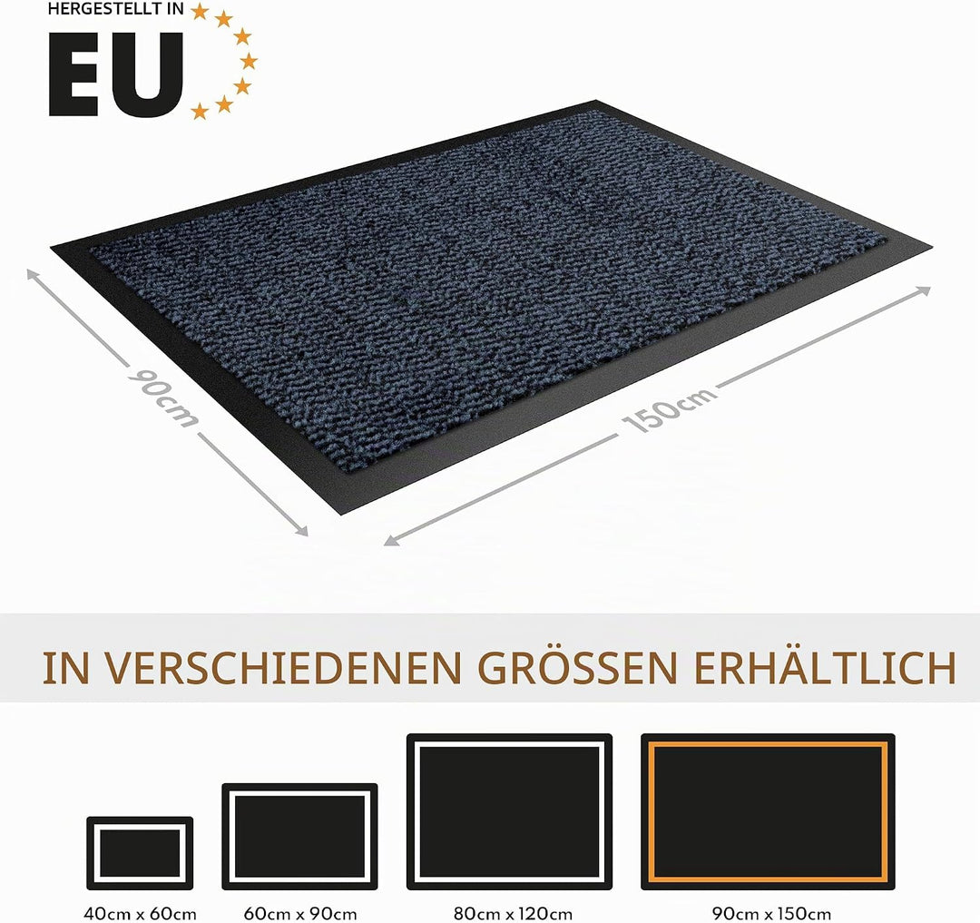 Gentle North Hochwertige Fussmatte blau schwarz 90x150cm gross für Innen &amp; Aussen - Schmutzfangmatte