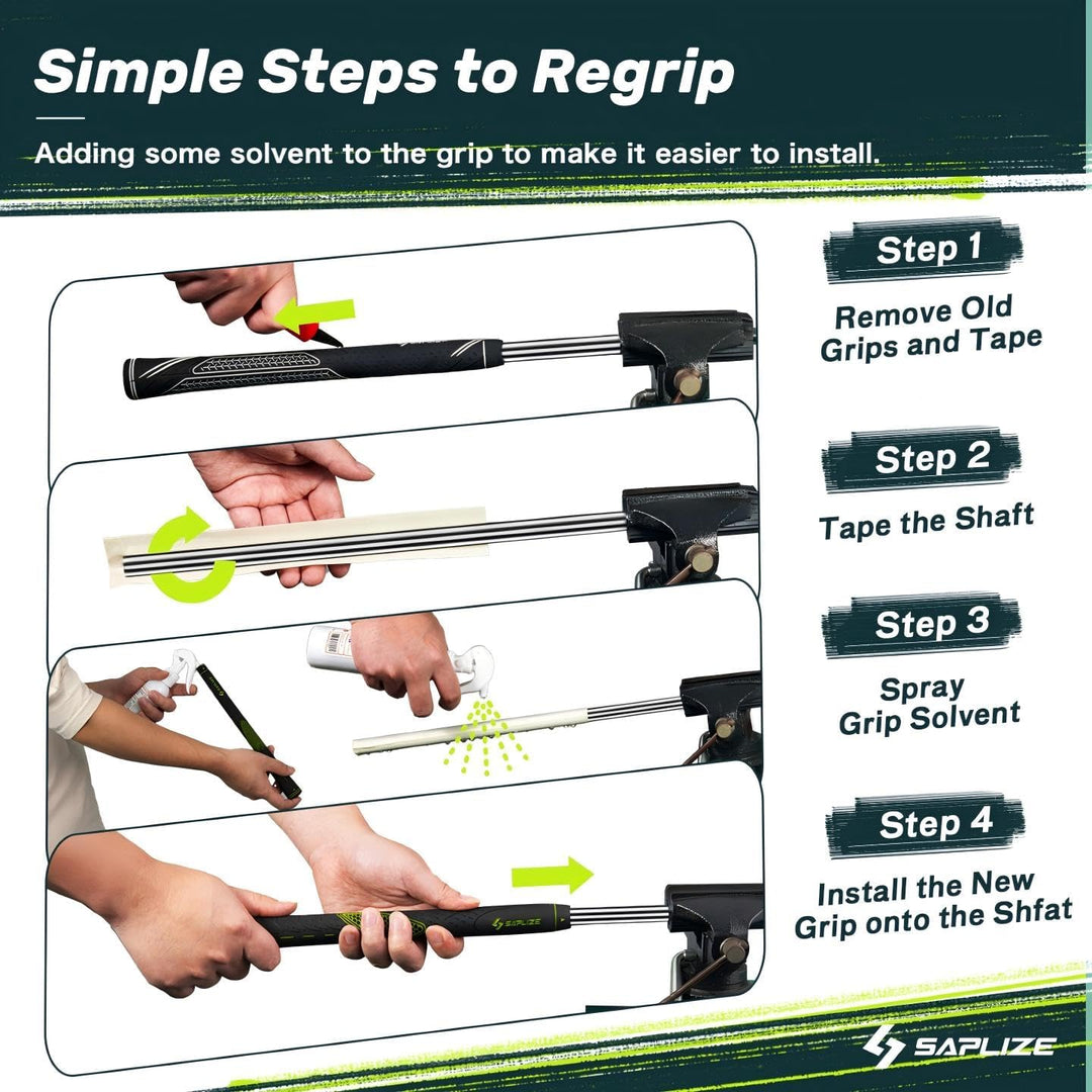 SAPLIZE Golfgriffe 13er-Set mit komplettem Regripping-Kit, Standard / Mittelklasse/übergross, Weiss