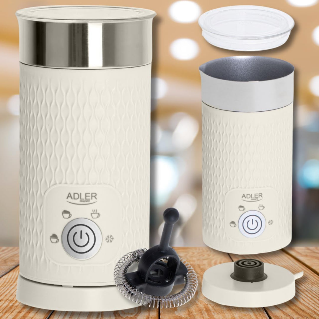 Adler - Elektrischer Milchaufschäumer 300 ml - 4 Funktionen - Milchschaum Maker für Cappuccino und L