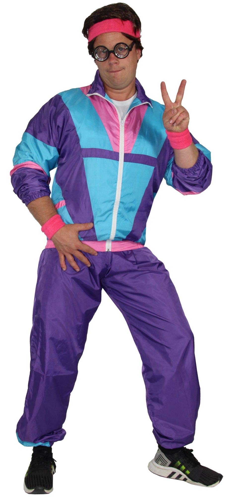 Bad Taste lila babyblau rosa 80er Jahre Kostüm Jogginganzug für Herren - Grösse S-4XL - Trainingsanz