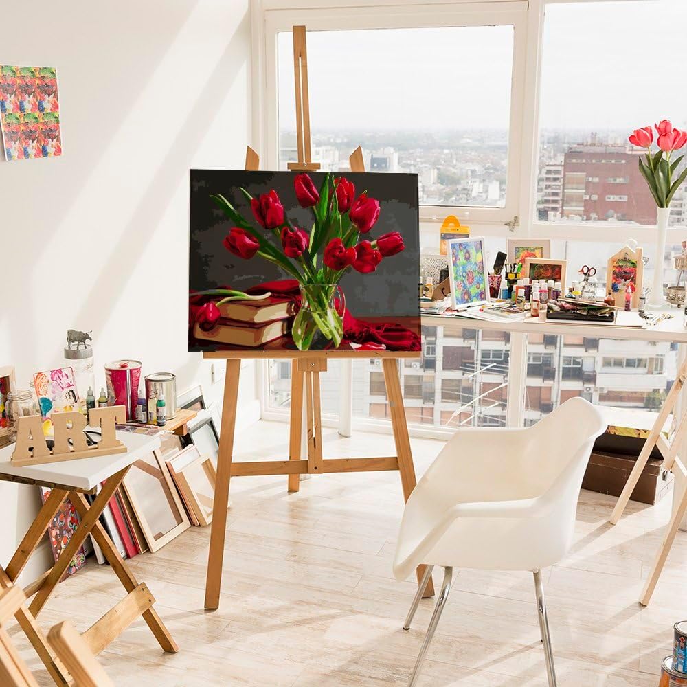 Artnapi Malen nach Zahlen Erwachsene mit Rahmen | DIY Handgemalt | Blumen - Blumenstrauss aus Tulpen