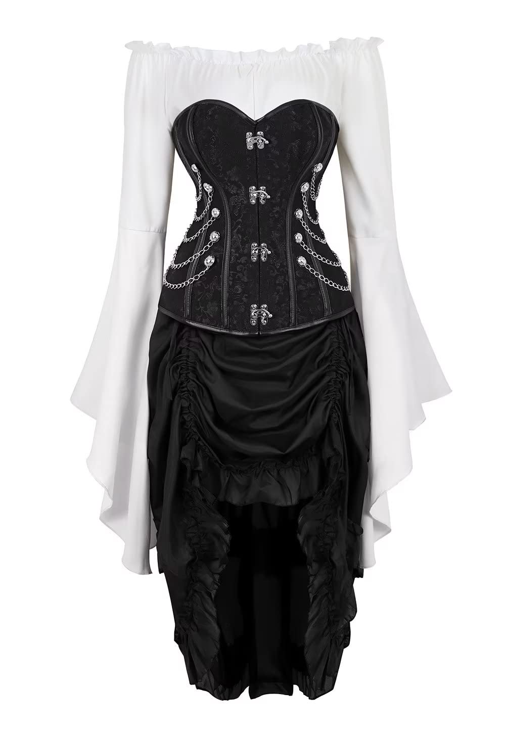 Jutrisujo steampunk Korsett Corsage Kleid leder Bustier corsagenkleid spitze Kostüm burlesque Damen