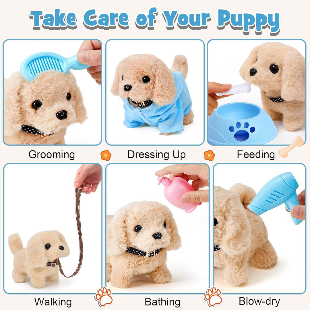 Tacobear Hund Spielzeug Kinder der Läuft und Bellt, Elektrischer Hund mit Leine Hundekäfig Hundemant